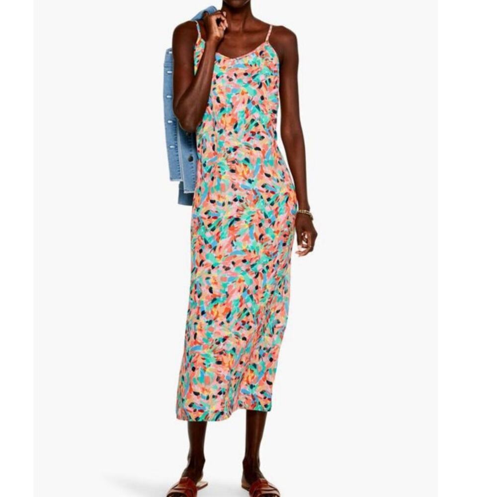 Nic +‎ Zoe Punchy Petals Slip Dress Small Multicolor Artsy Chic Relaxed Fit Maxi